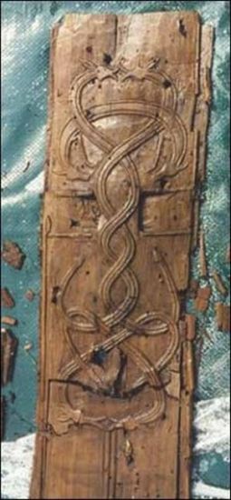 Scabbard in wood decorated in Sösdala style
