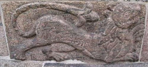 Stenløve i muren på Viborg Domkirke