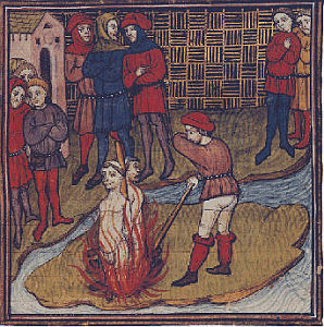 The leaders of the Templars being burned on the stake