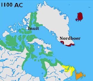 Nordboere og Inuit omkring r 1100 e.Kr.