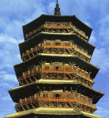 The wooden pagoda at the Fogong monestary in Shanxi