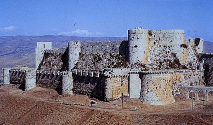 The Crusader castle Crac des Chevaliers in present-day Syria