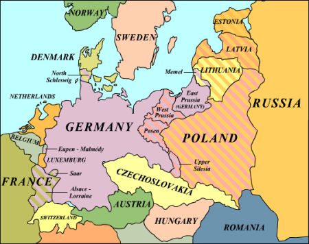 The Versailles Treaty's  European map