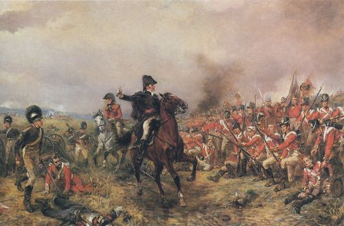 Wellington on the battlefield of Waterloo - painting by Hilligford