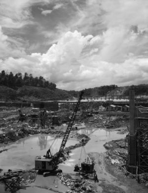 The construction of Douglas Dam, which was part of the Tennessee Valley Project