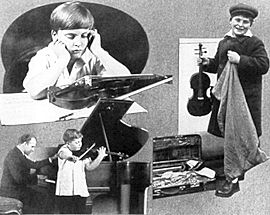 Et fotografi af den bermte violinist Menuhin som dreng