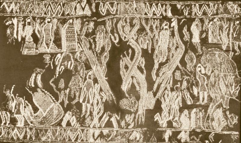 Et stykke textil fra Osebergskibet
