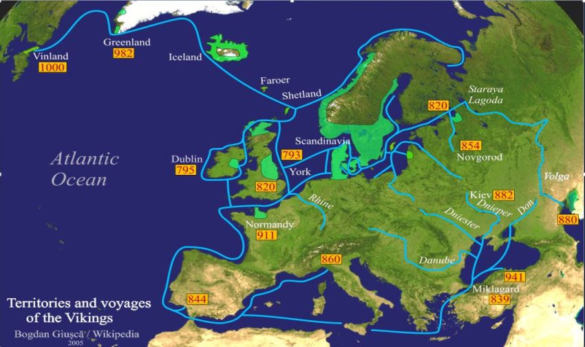 The Viking raids
and settlements