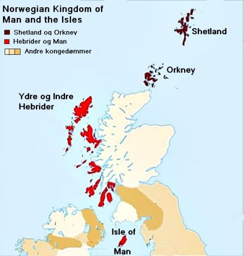 The Isle of Man and the outer and inner Hebrides belonged to the Norwegian king 