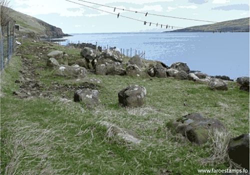 Vikinge-kultstedet hof i Hov på Suðuroy på færøerne 
