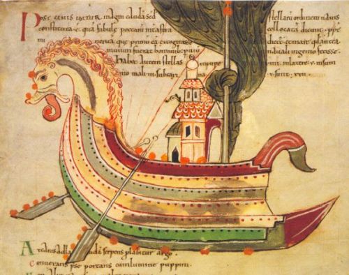 Viking Ship in a manuscript from Northumbria