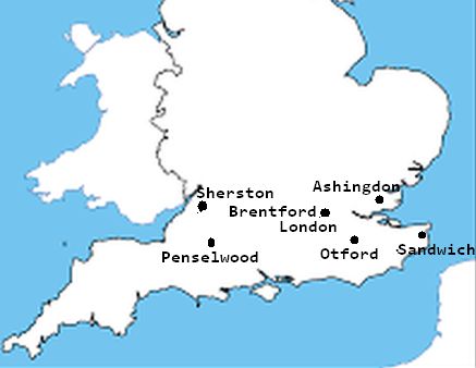 Kort over vigtige slag under Knuds Erobring af England