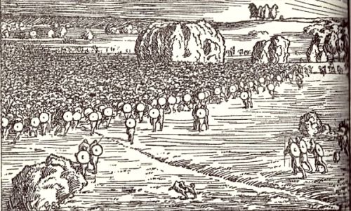 The peasants' army going against Stiklestad