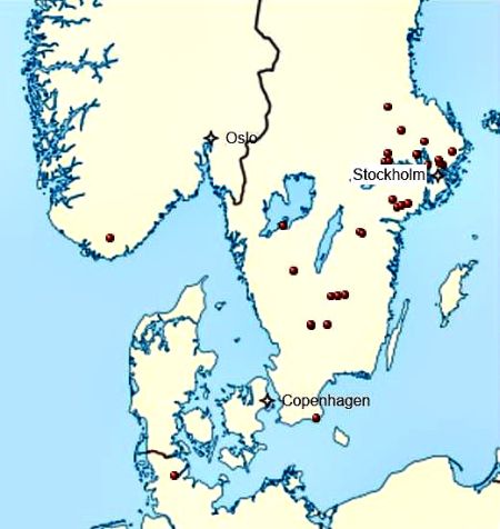 Runestene i Skandinavien, som er rejs over mænd, som døde i England eller havde modtaget Danegæld i England