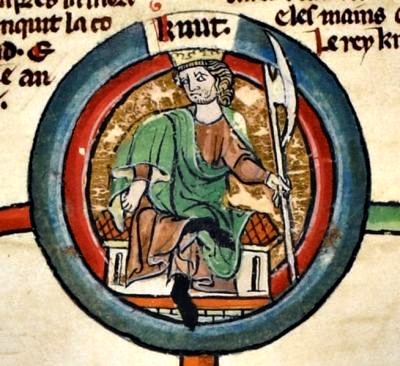 King Canute in old English manuscript