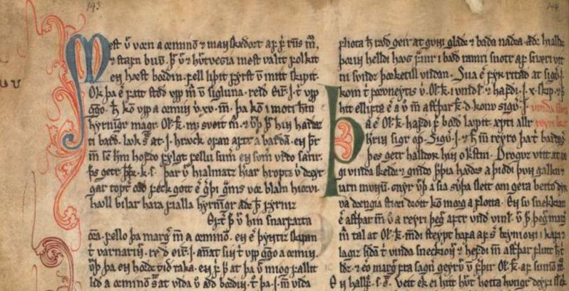 Sample of a single page out of the Icelandic manuscripts called Hulda