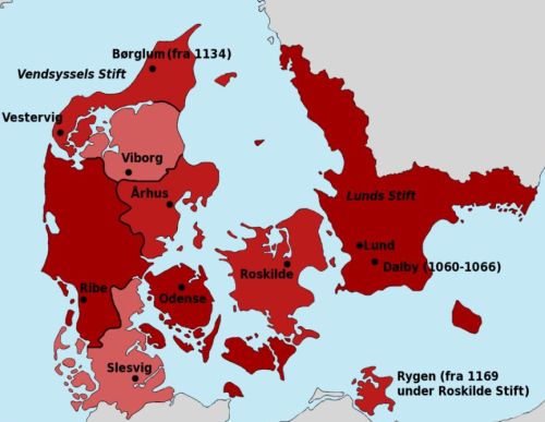 Svend Estridsen divided Denmark into 8 ecclesiastical areas