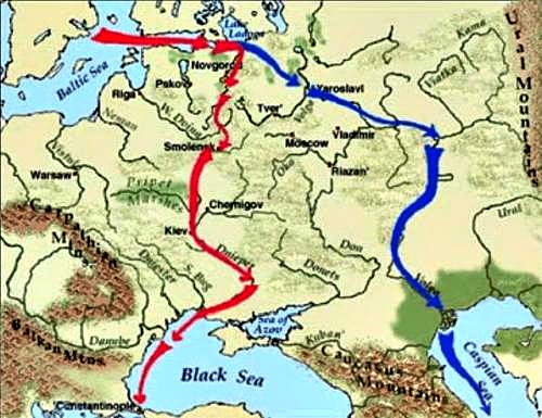 Viking sailing routes to Constantinople