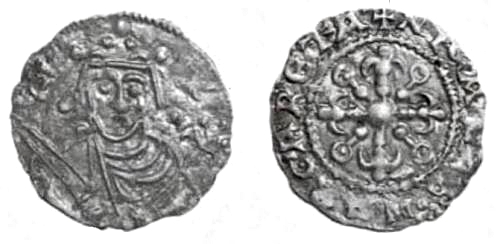 Mønt med både kong Niels og Margretes navne