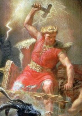 Thor with his war hammer
Mjolnir