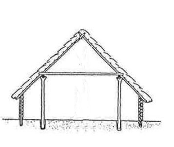 Reconstruction of cross-section of Bronze Age house