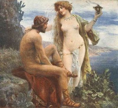 The nymph Calypso and Odysseus