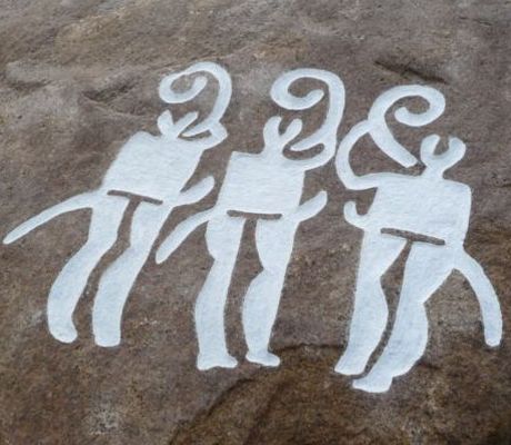 Petroglyph with three lur players