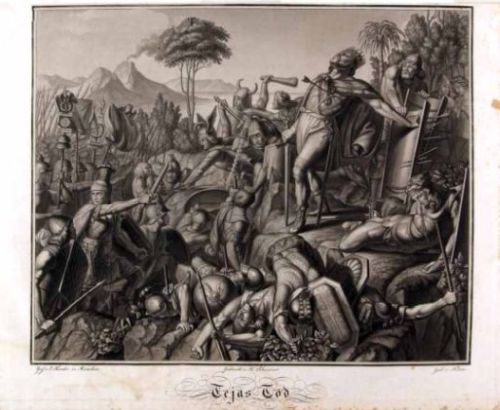 Teja's death in the Battle of Mons Lactarius