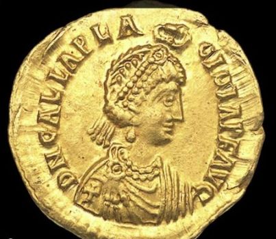 Portrait of Galla Placidia on a medallion