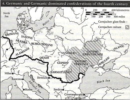 De barbariske folkeslag langs romerrigets grænser i det fjerde århundrede