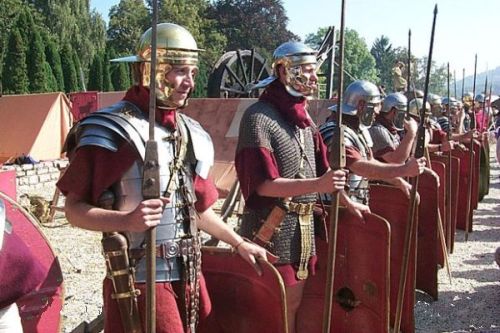 A reconstruction of Roman 
legionaries
