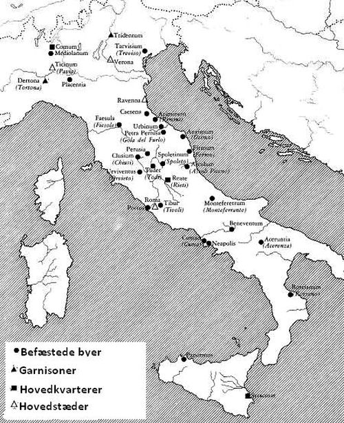 Gothic military installations in Italy during the war against Constantinople