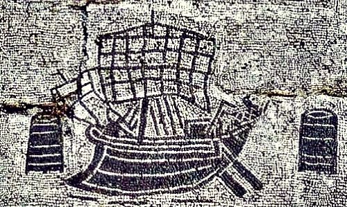 Mosaic showing Roman vessels 
from late imperial age