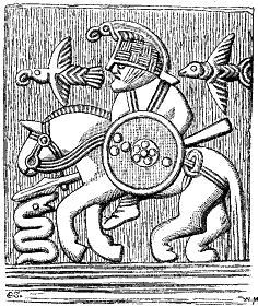 Odin på en hjelmplade fra Gammel Upsala