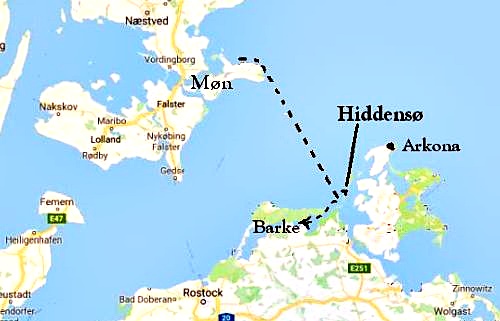 The sail route for the first campaign against Venden