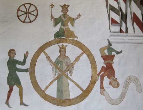 Fresco with the theme Wheel of Life in Udby Church