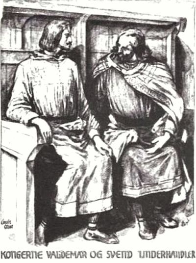 Valdemar and Svend talk together in Albani Church in Odense