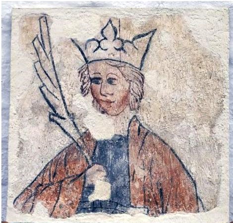 Fresco of crowned female figure