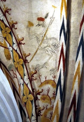Mysterious creature on fresco in Vigerslev Church