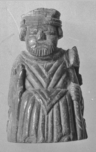 Chess piece made of walrus from the 1300's