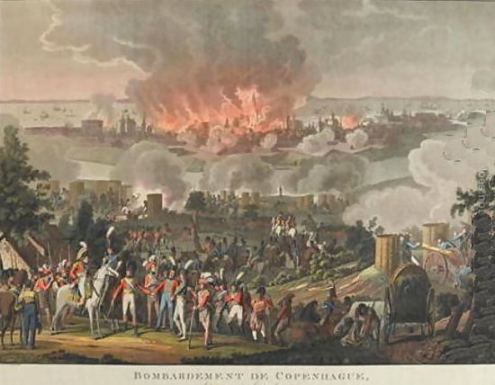 The bombardment of Copenhagen - painting by Lorenz Rugendas