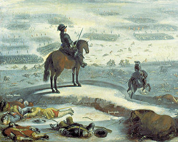 Carl Gustav and the Swedish army go over the ice - painting by Johan Filip Lemke