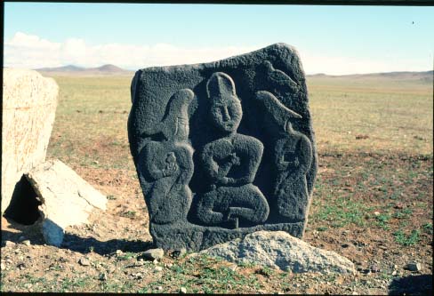 Stone figures from the plain at the salty lake Issyk Kul