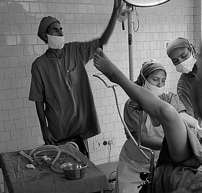 Abortion in progress in a hospital