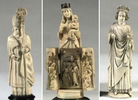 Ivory figures from the early Middle Ages (1100's) put up for sale at Christie - with large probably made of Greenlandic walrus tooth