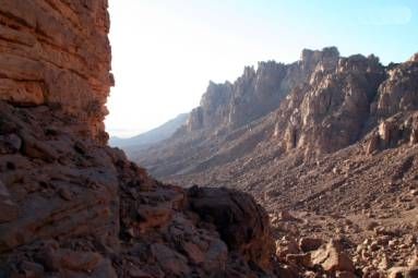 U-shaped glacial valley in Jabal Arkenu in Libya