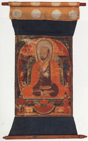 En buddistisk munk fra Xi Xia. Fundet af Kozlov i Kara Khoto. Udstillet på Eremitagen i Sct. Petersborg