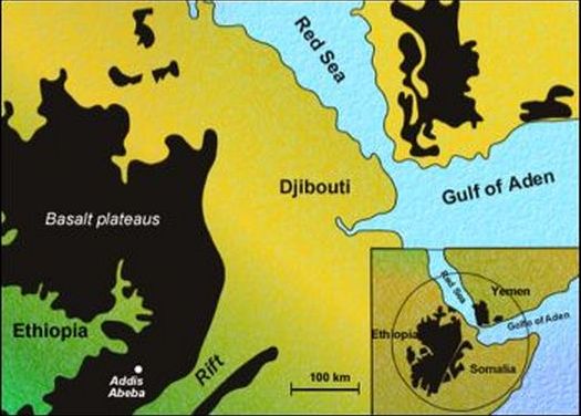 volcanic basalt 
plateaus in Ethiopia and Somalia