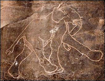 Rock Painting with
elephant from Tadrart Acacus in Libya