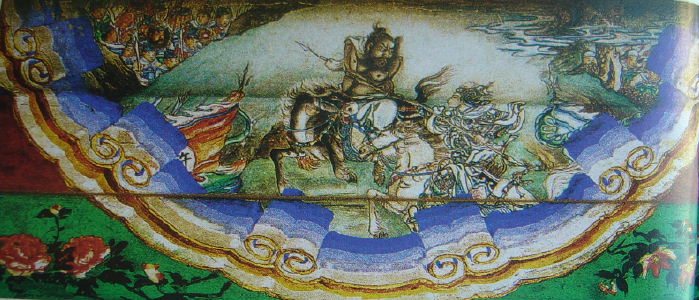 Xu Chu fights against Ma Chao. Picture from the long corridor in the Summer Palace at Beijing